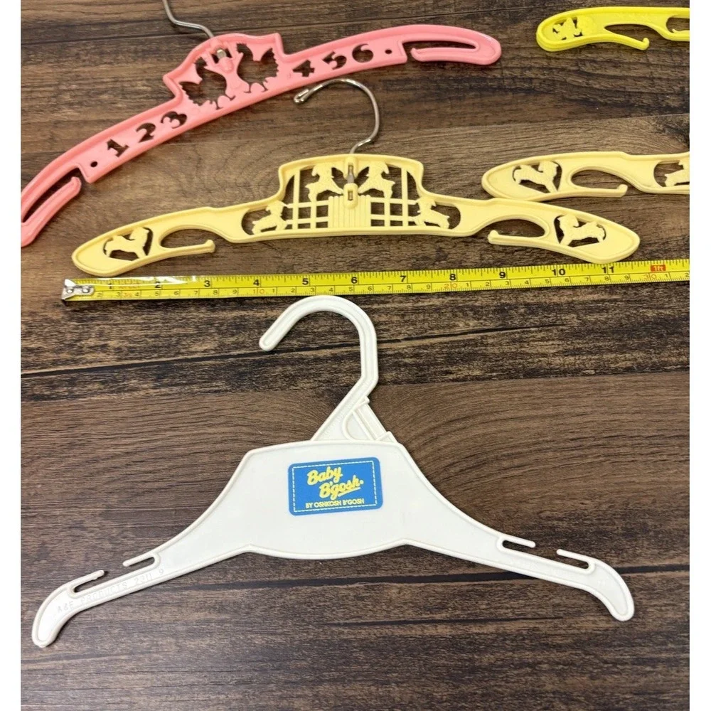 Vintage Lot Of 5 Baby Children's Clothes Hangers Sheep Circus Oshkosh Chickens